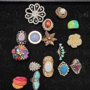 16 Piece Vintage To Costume Statement Ring Bundle